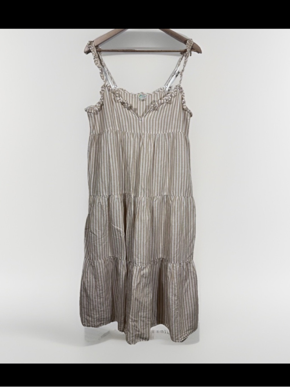 J. Crew Cotton Linen Tiered Maxi Beach Dress M Boho Coastal Sun Dress Striped